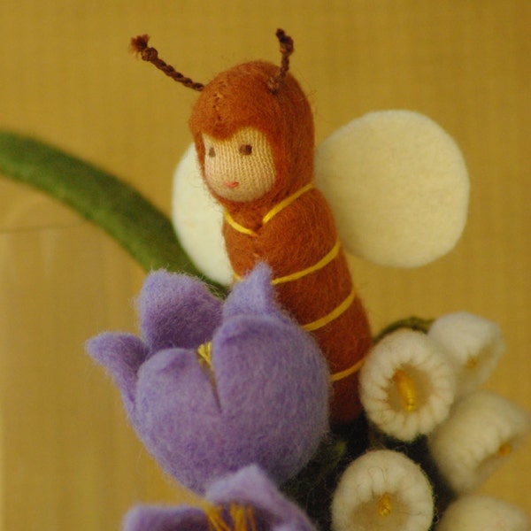 Felt bee Waldorf doll - eco friendly gifts - supernatural Spring gift ideas