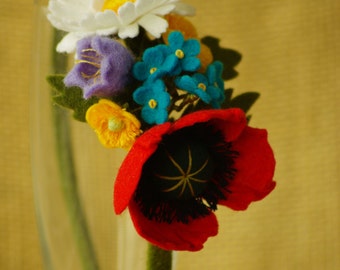 Handmade Wool Felt Flower Ukrainian Headband: Rustic Wedding Adornment