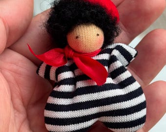 Parisian Tiny Waldorf Doll – French Miniature Comfort Doll, Lavender-Filled Pocket Friend Handmade in Ukraine