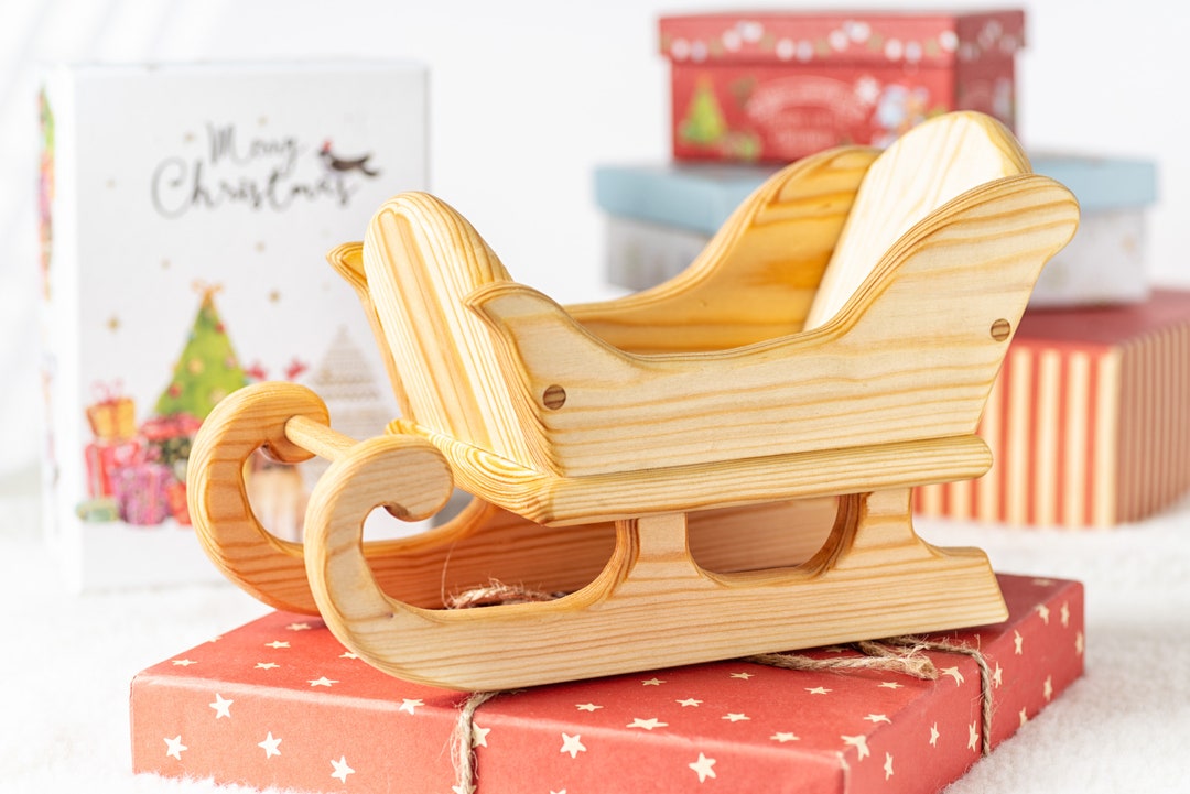 Christmas Santa Wooden Sleigh Xmas Home Decoration Eco Friendly Nursery