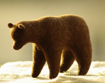 Waldorf Bear Plush: Handmade Felt Wool Animal, Eco-Friendly Toy