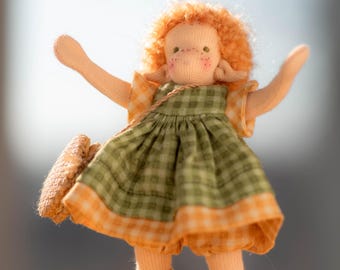 Dandelion Girl Miniature Doll – Waldorf Inspired Flower Fairy Art Doll (12cm)