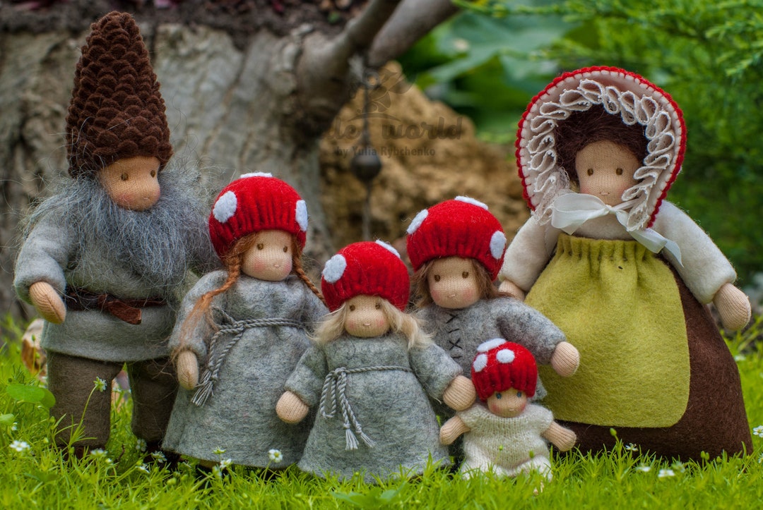 Children of the Forest Family Dolls Waldorf Dolls Dollhouse Family Mushroom Dolls - Etsy