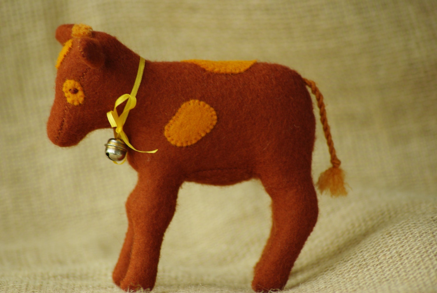 Calf Stuffed Plush Animal Felt Stuffed Animal Eco Friendly Etsy