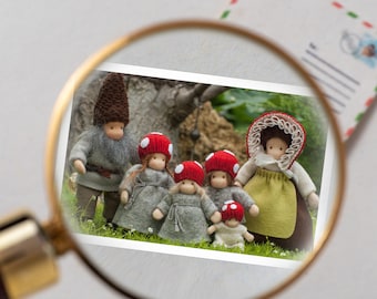 Mushroom family collectible card - Mothers day personalized gifts