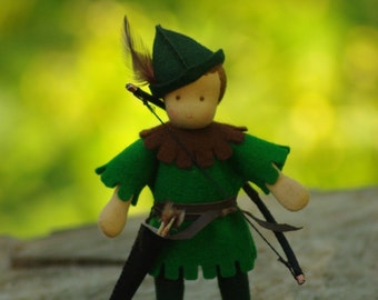 Waldorf Robin Hood Doll – Handmade Wool Felt Toy – Eco-Friendly Collectible