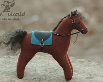 Felt Horse Plush: Waldorf Inspired Wool Animal, Handmade Collectible Gift