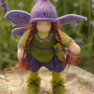 Lavender Elf Waldorf doll, fairy doll, fairy figurine, fairy decor
