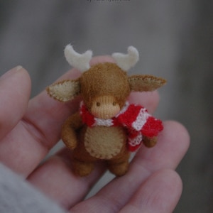 Baby deer miniature Waldorf doll - 2 inch deer - Holidays gift