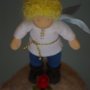 Little prince Waldorf ooak art doll on the planet: Easter gifts image 4