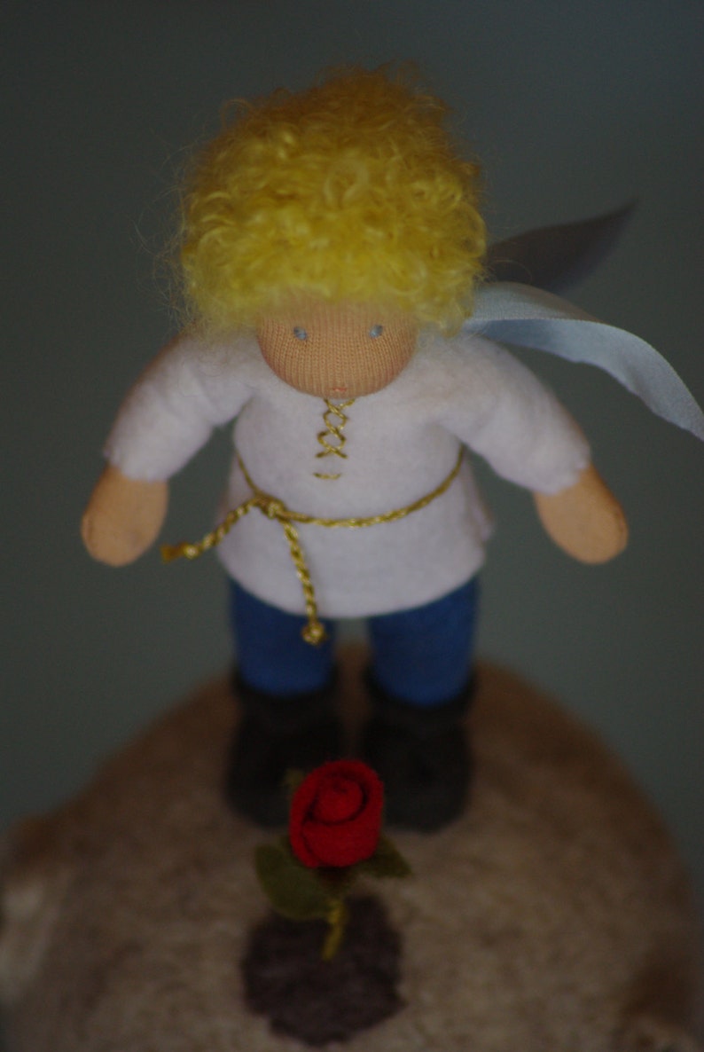 Little prince Waldorf ooak art doll on the planet: Easter gifts image 4