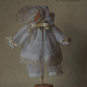 Realpuki Bjd doll clothes, Waldorf doll clothes: White Sleepwear realpuki clothing 5-6 inches, doll nightgown bjd clothes