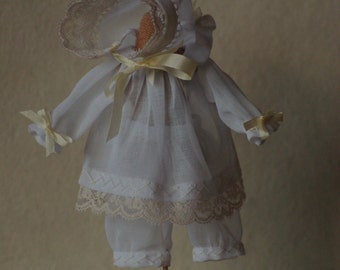 Realpuki Bjd doll clothes, Waldorf doll clothes: White Sleepwear realpuki clothing 5-6 inches, doll nightgown bjd clothes