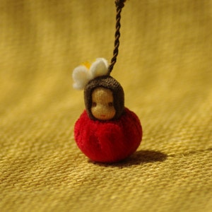 Tiny cherry miniature doll: Waldorf supernatural gifts for home decor