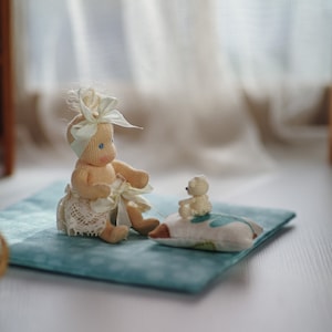 Miniature Baby Doll – Handmade Waldorf Art Doll 2 Inch – OOAK Pregnancy Announcement Gift