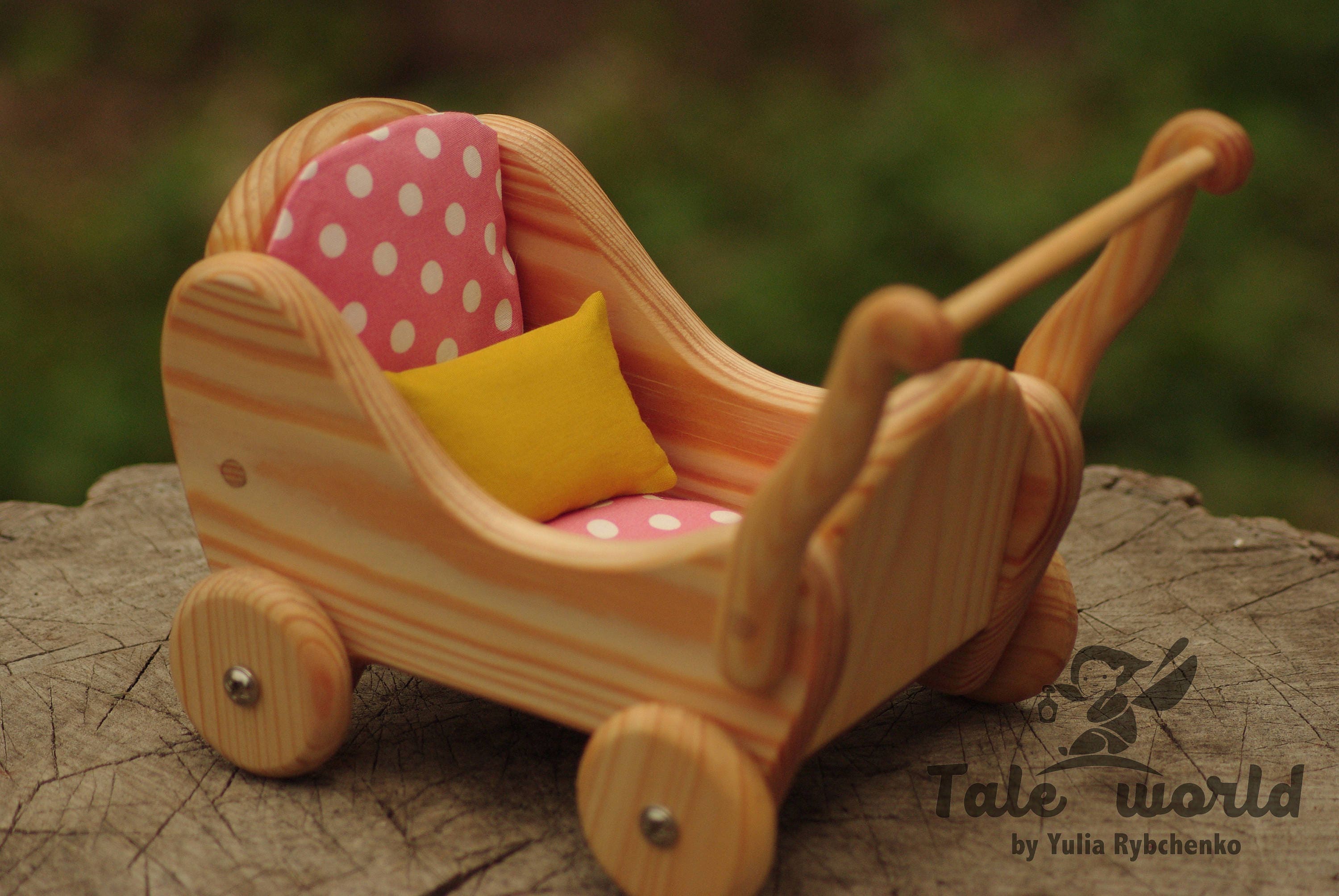 Waldorf wooden stroller Miniature doll buggy Montessori toys Etsy