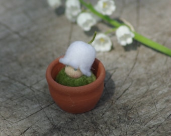 Lily of the valley Flower child  in little ceramic pot, nice holiday gifts