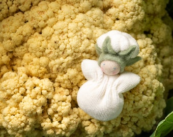 Cauliflower Waldorf Doll – Handmade Organic Baby Toy, Pocket Size comfort doll from TaleWorld