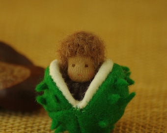 Chestnut tiny Waldorf doll - Woodland creatures  - Tooth Fairy gifts - Fall gift idea