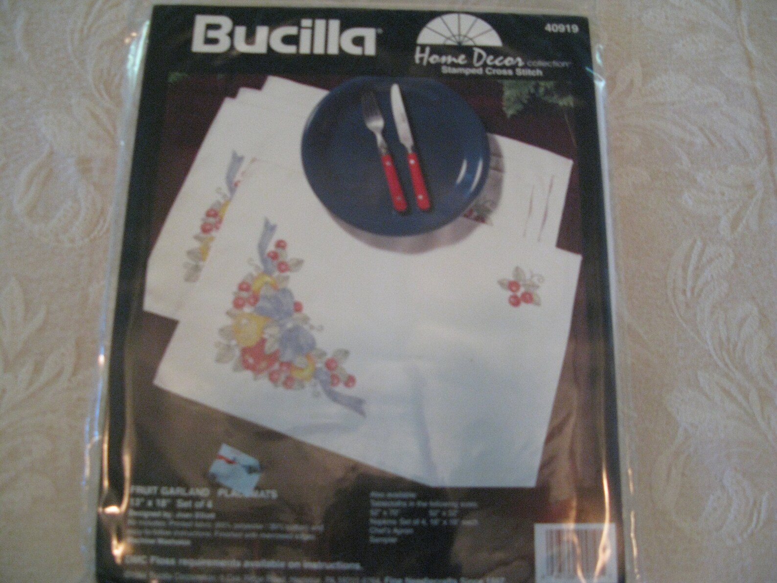 Bucilla stamped cross stitch placemats Etsy