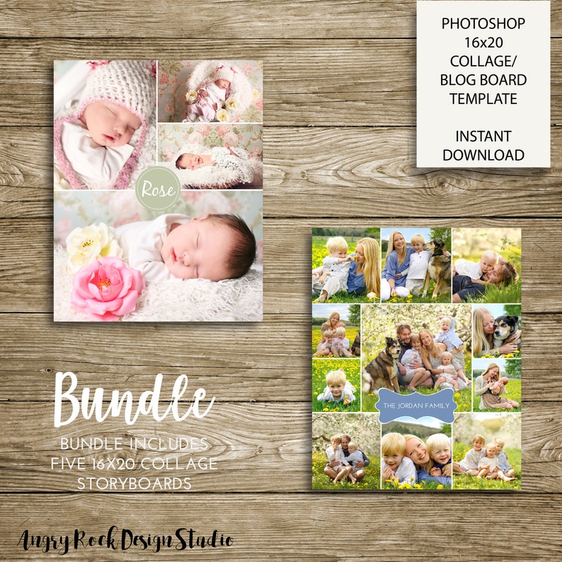 Collage Template Bundle 1 Five 16x20 Print Templates Blog Board ...
