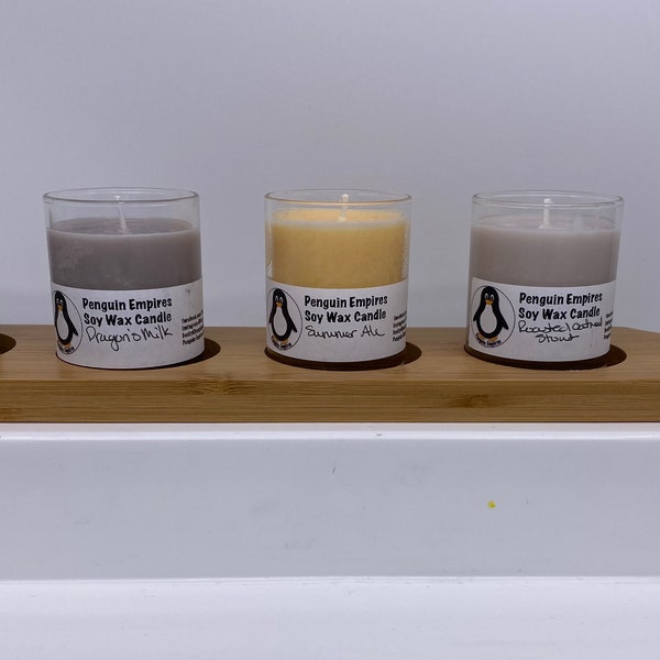 Beer Flight of 4 Soy Wax Candles with Paddle
