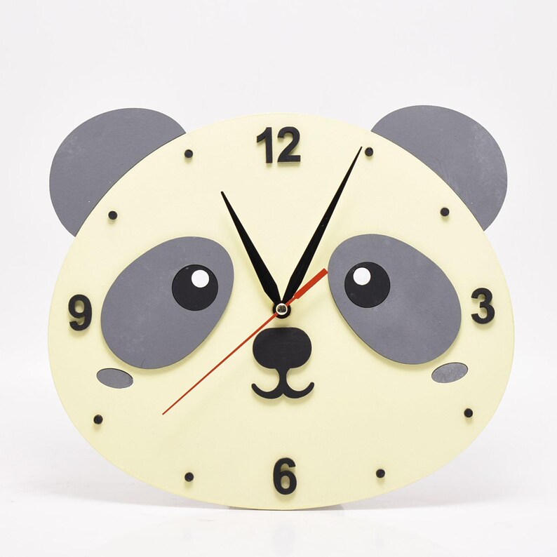 Hand Clock Panda Personalized Panda Wall Clock – Custom Name Kids Room Decor – Silent ...