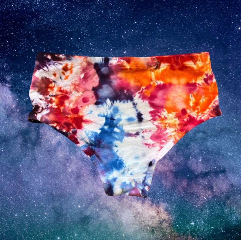 Cosmic Bliss Reiki Infused Tie Dye High Waist Panties Yoga Booty Shorts