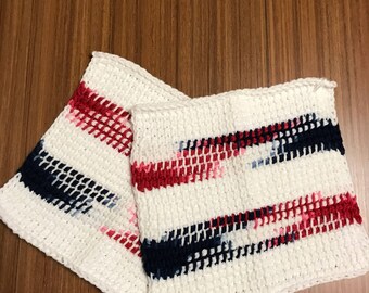 Handmade tunisian crocheted cotton dish cloth