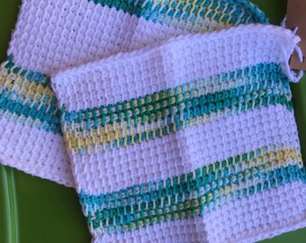 Tunisian crocheted cotton dish cloth