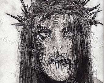 Joey Jordison Portrait, Slipknot Portrait, Fine Art Print, Charcoal Art, Mixed Media Art, Photorealism