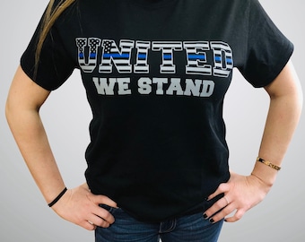 Thin Blue Line United We Stand Flag design Police tee Show your support for law enforcement!