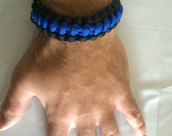 Thin Blue Line paracord bracelet with SOLID blue line SUPPORT POLICE