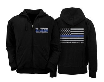 Thin Blue Line full zipper hoodie support police