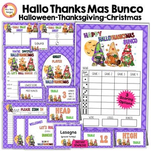 Halloween Thanksgiving kerst Bunco 28 pag. Bunco scorekaarten Tally Sheets Uitnodigingen tafelnummers prijskaartjes borden voedselkaarten naamkaartjes