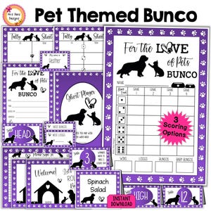 Pet Fundraiser Scorecards Bunco Bundle: Paw Print Party Printables (Digital Download)