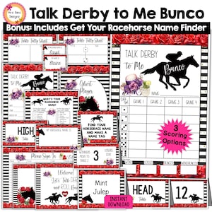 Horse Race Themed Bunco Party Kit Scorecards, Tally Shertd Invitations  (PDF Download)