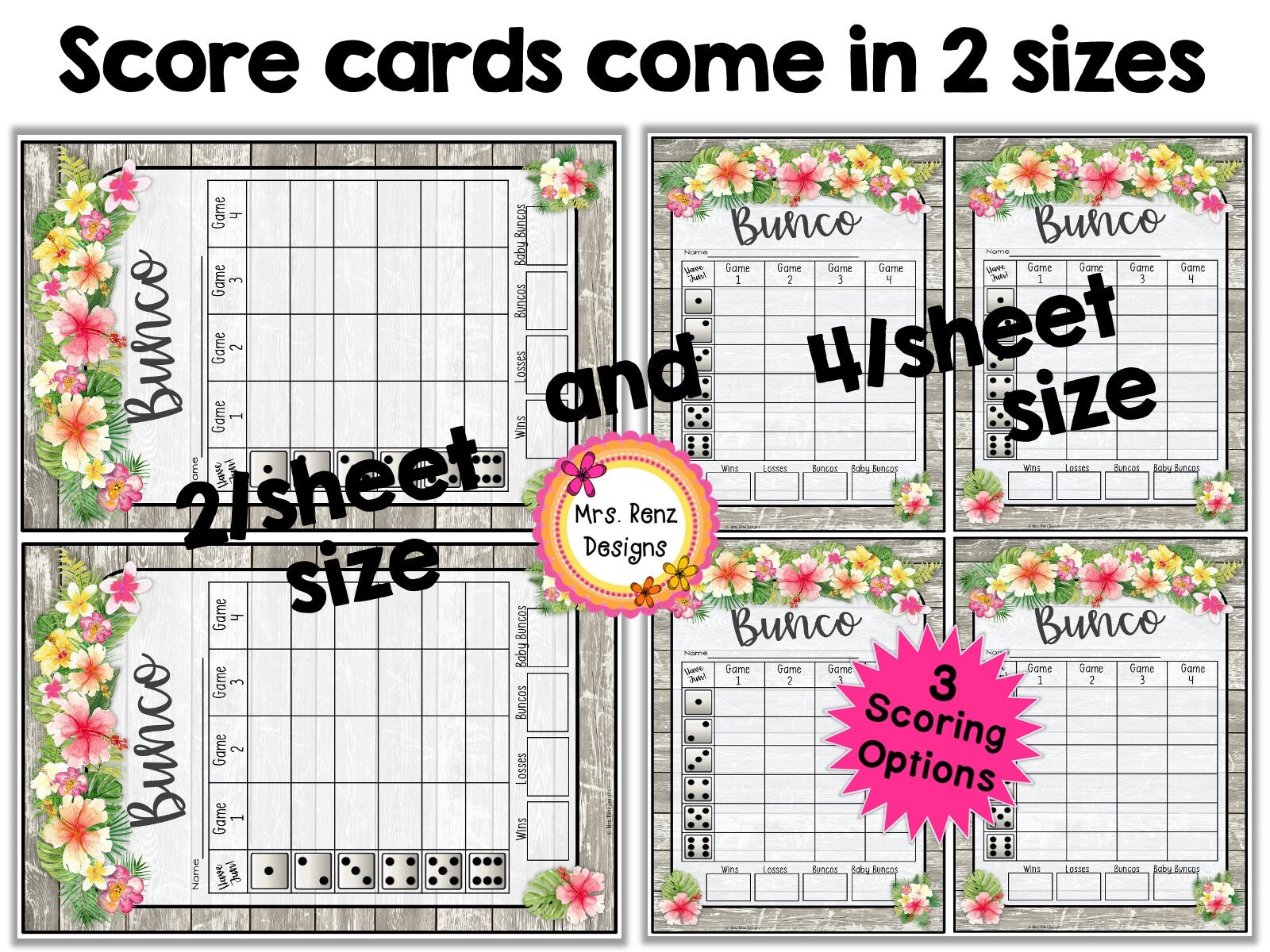 tropical-bunco-21-pages-luau-bunco-score-cards-tally-sheets-etsy