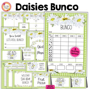 Daisy Bunco Bundel Bloemen Bunco Scorekaarten Notitieblaadjes Tafelnummers Uitnodigingen Ghost Moving Directions Feest Eten Kaarten Welkomstborden