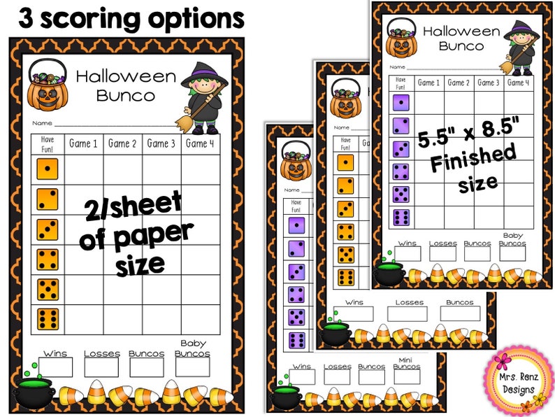 Halloween Bunco 15 pages Score Cards Table Number Cards Etsy