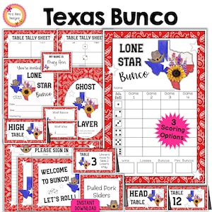 Texas Bunco Party Bundle: Score Sheets, Invitations, & More (Digital Download)