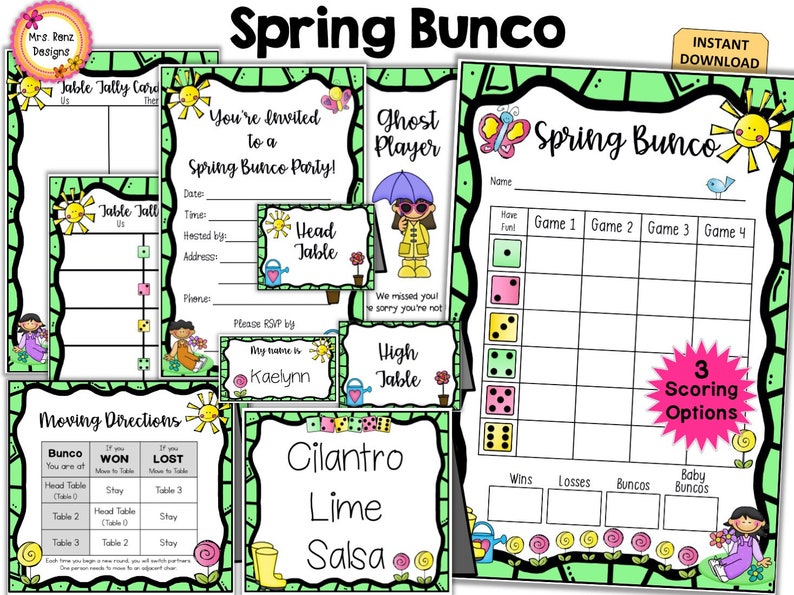 spring-bunco-cards-spring-bunco-scorecards-with-party-etsy