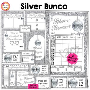 Silver Bunco Party Bundle: Score Cards, Invitations, and More (PDF)
