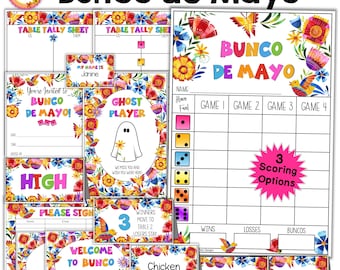 Bunco Cinco de Mayo Scorecards Instant Download Party Kit