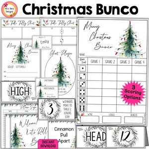 Kerst Bunco Bundel Scorekaarten Notitievellen Tafelnummers Verplaatsing Routebeschrijving Uitnodigingen Feest Eten Kaarten Naamkaartjes Welkom Deurbord