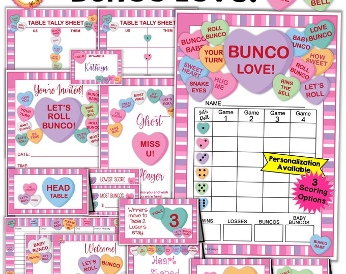 Buy 2 Get 1 Free LOVE of BUNCO Valentine's Complete Set Bunco Score ...