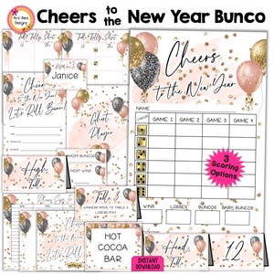 Bonne année Cartes de pointage Bunco Feuilles de pointage Numéros de table Invitations MovingDirections Étiquettes Ghost Prize Cartes de nourriture Étiquettes de nom Panneau de bienvenue