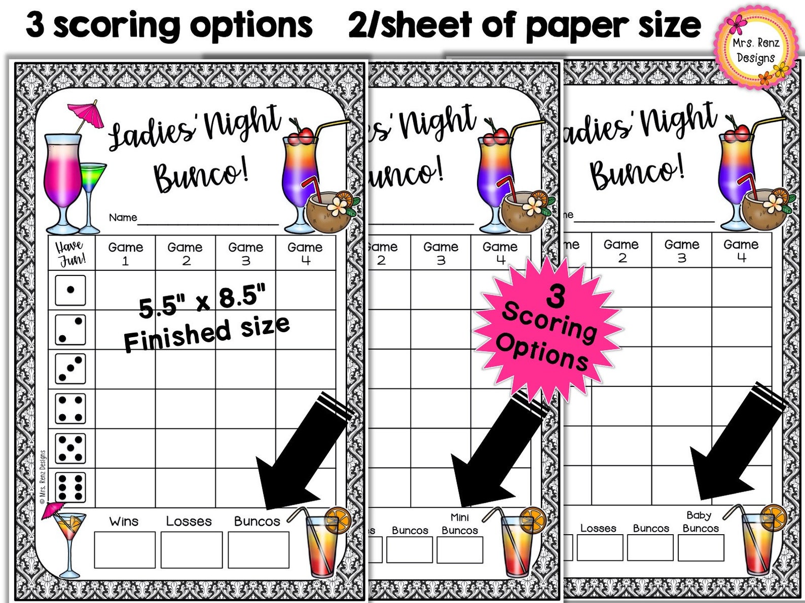Ladies Night Bunco 22pages Cocktails Bunco Girls Night Etsy Ladies Night Bunco 22pages Cocktails Bunco Girls Night Etsy