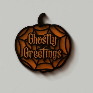 Ghostly Greeting Pumpkin SVG laser cut