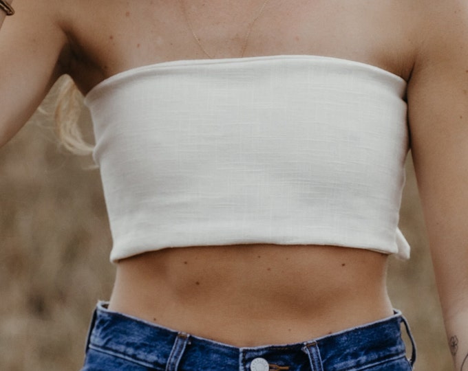 Handmade Linen Tie Bandeau Top